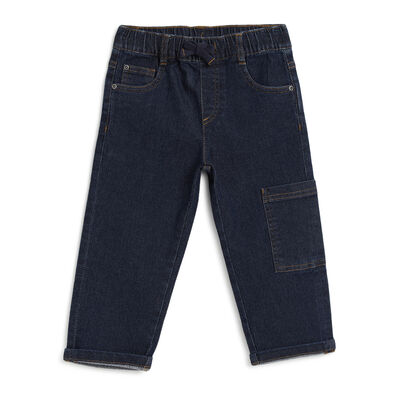 Boys Dark Blue Solid Long Trousers